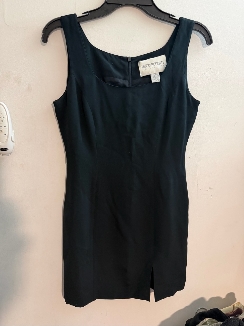 Hugo Buscati Black Sleeveless Sheath Dress with Front Slit size 4
